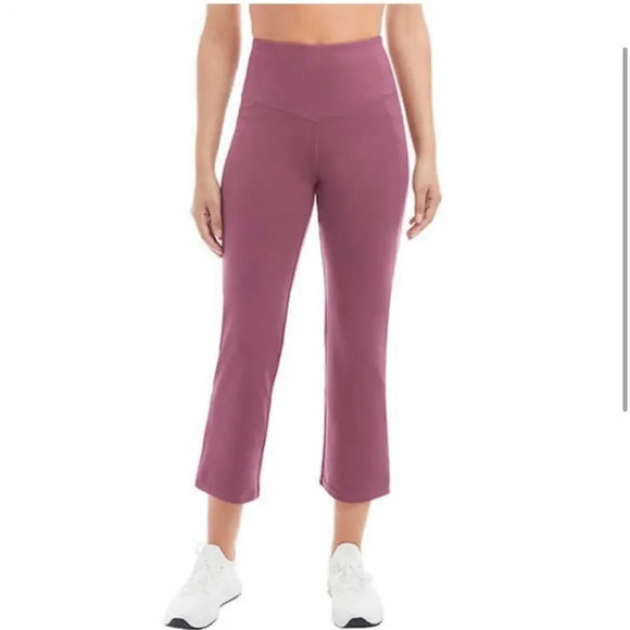 Jockey Ladies Yoga Capri Cropped Slit Flare Stretch Pant Mauve/Nocturne Sz Small - Picture 2 of 9